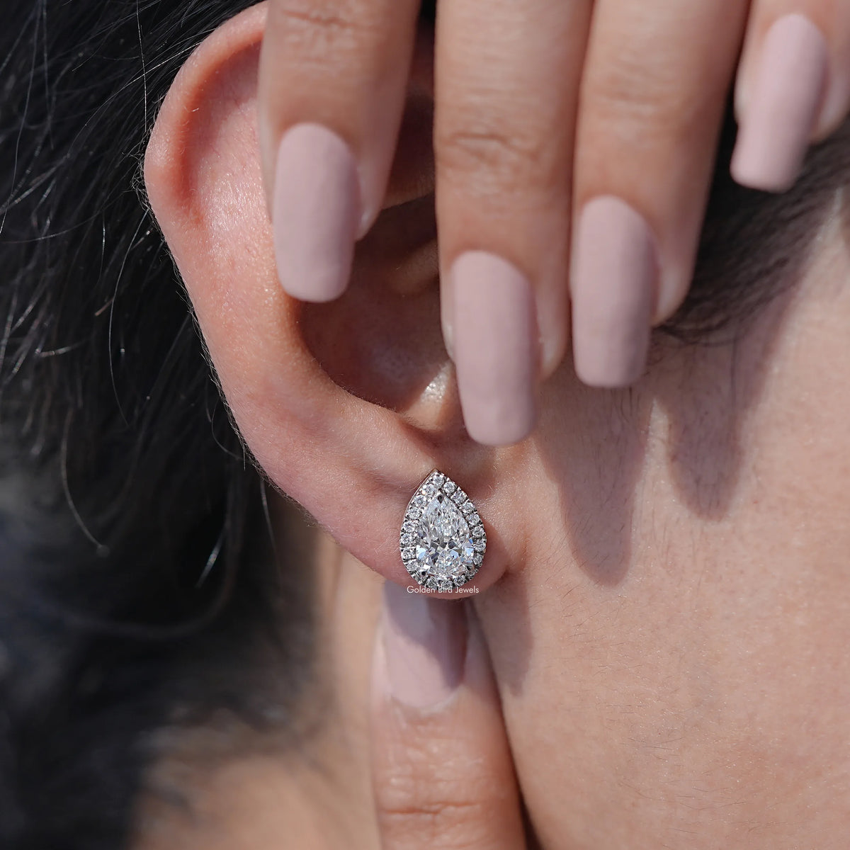 Front View of Moissanite Earrings In White Gold