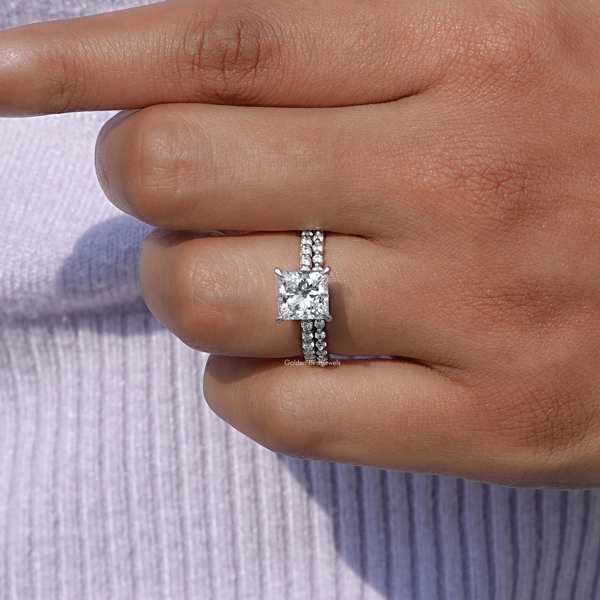 View of A Princess Cut Lab Grown Diamond Ring