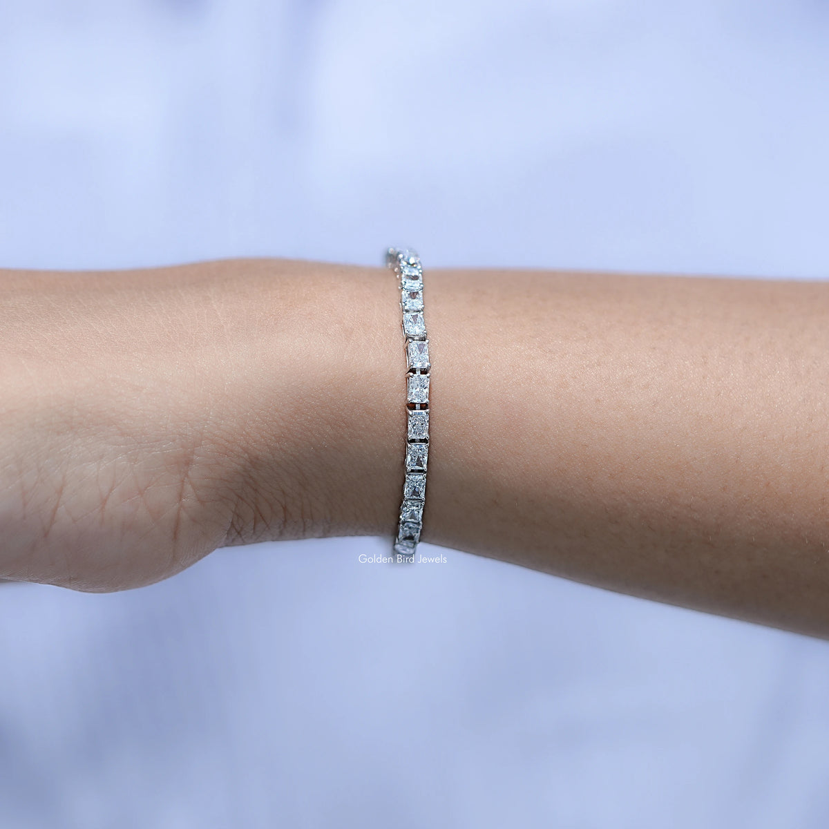 Radiant Cut Diamond Tennis Steel Bracelet