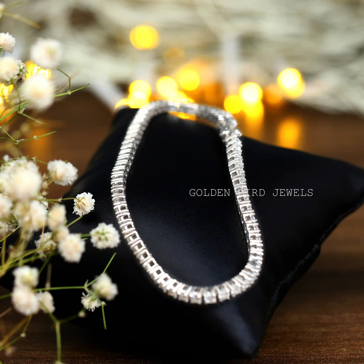 Colorless Moissanite tennis bracelet in unique shape