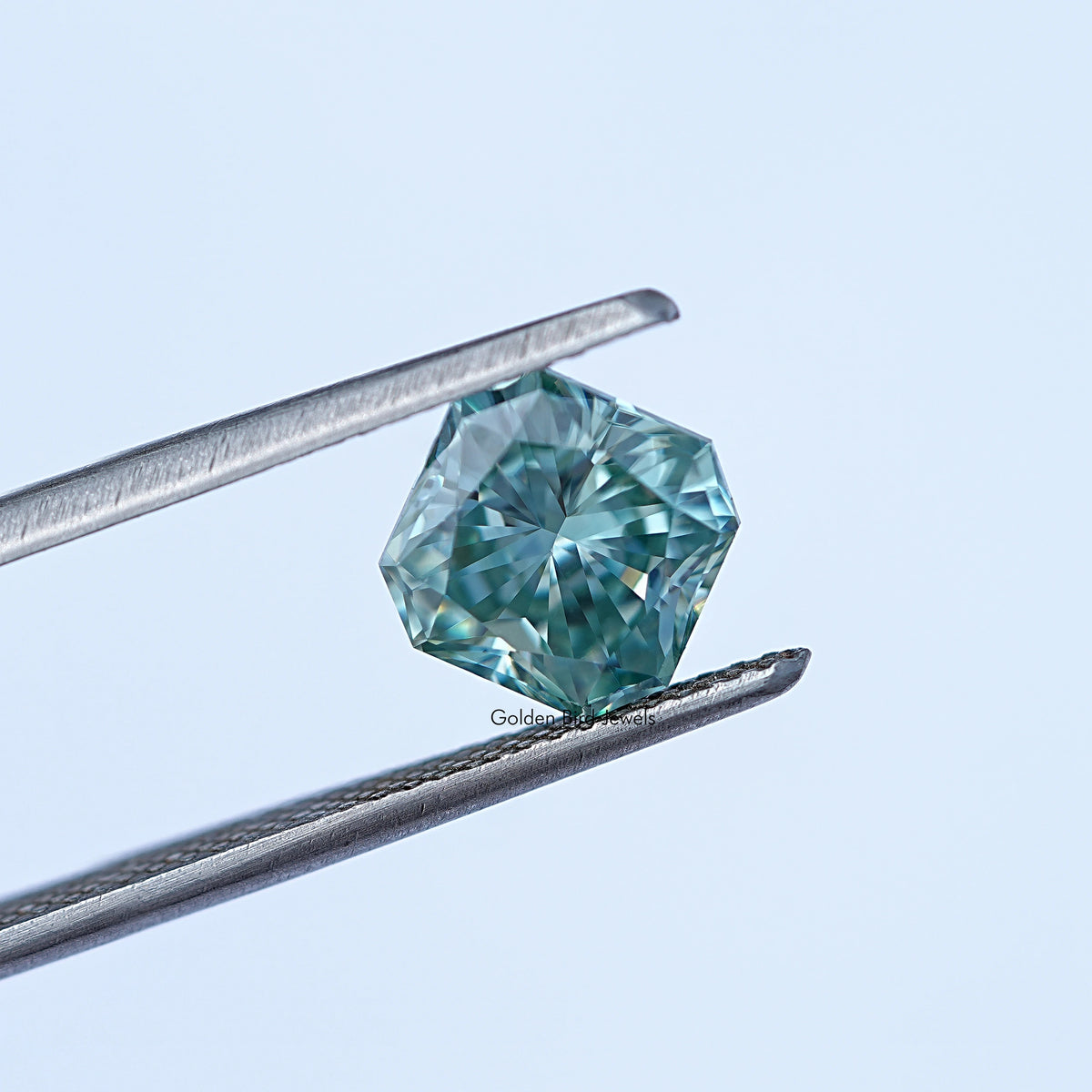 Tweezer view of Moissanite Radiant Cut Loose Stone