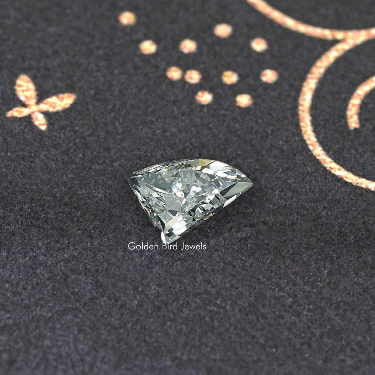 Faceted teardrop-shaped lab-grown diamond gemstone, clear icy gray