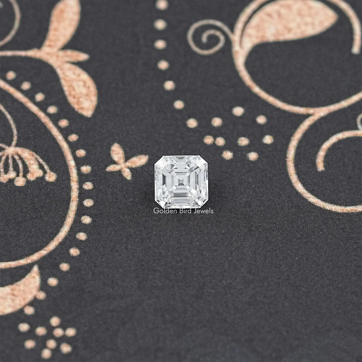 Asscher-cut clear moissanite loose gemstone, faceted square