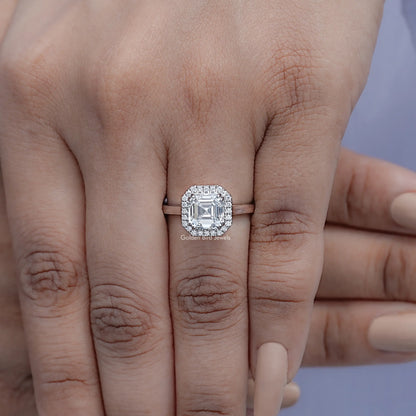 Detailed View Of Lab Diamond Halo Engagement Ring
