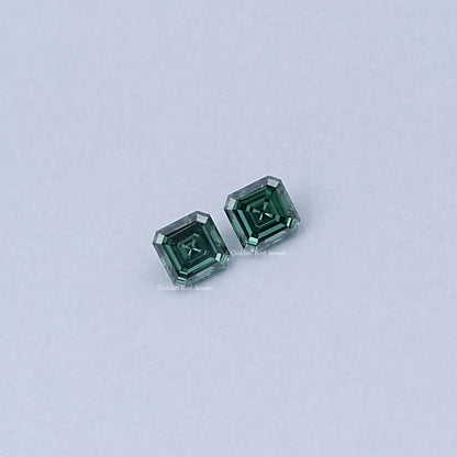 Detailed View Of Asscher Cut Lab Loose moissanite in Unique Pattern 