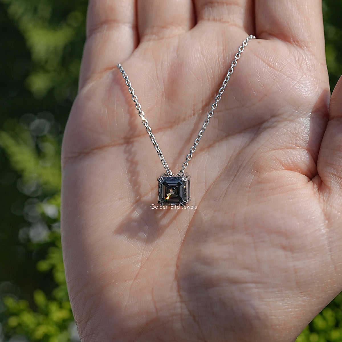 Top View of Cat And Moon Cut Moissanite Pendant
