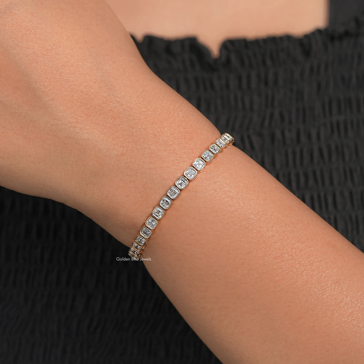Detailed View Of Asscher Diamond Bracelet
