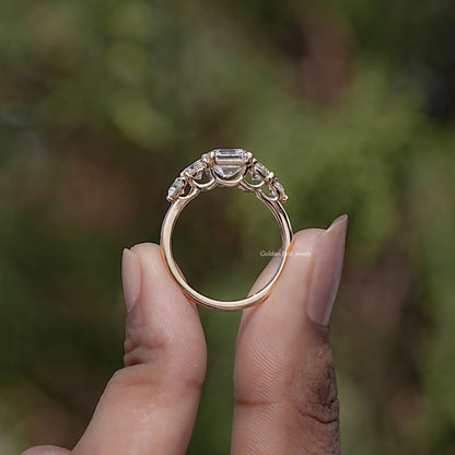 Back view of Asscher Cut Lab Grown Diamond Five Stone Ring