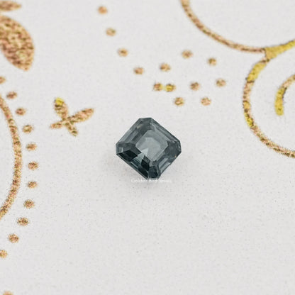 Gray Asscher-cut moissanite gemstone, loose round-cornered square facet design
