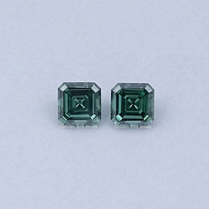 View Of Green Asscher Cut Moissanite Loose Pair
