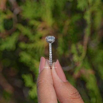 Side View Of Asscher Accent Lab Diamond Ring

