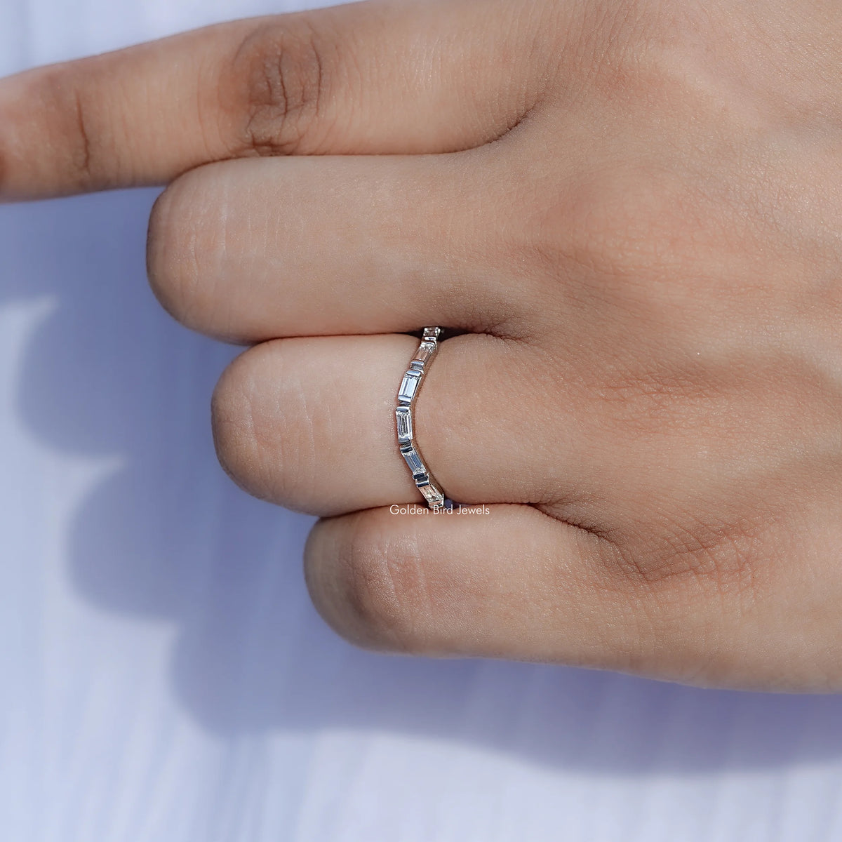 Detailed view of Baguette Shape Lab Diamond Full Circle Wedding Ring