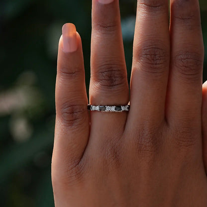 View of Round Cut White Gold Wedding Band In White Gold