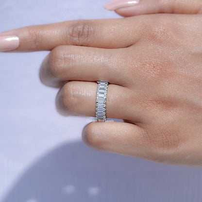 Close View Of Baguette Moissanite Eternity Wedding Band
