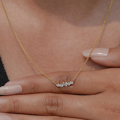 Neck's View of Baguette Cut Diamond Cluster Pendant of Women's