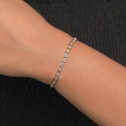 Close View Of Lab Diamond Tennis Bracelet 
