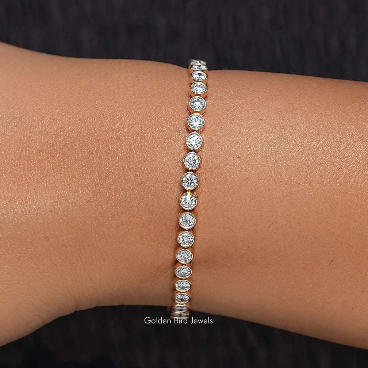 front View of Bezel Set Round  Lab Diamond Tennis Bracelet
