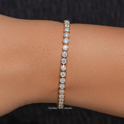 front View of Bezel Set Round  Lab Diamond Tennis Bracelet

