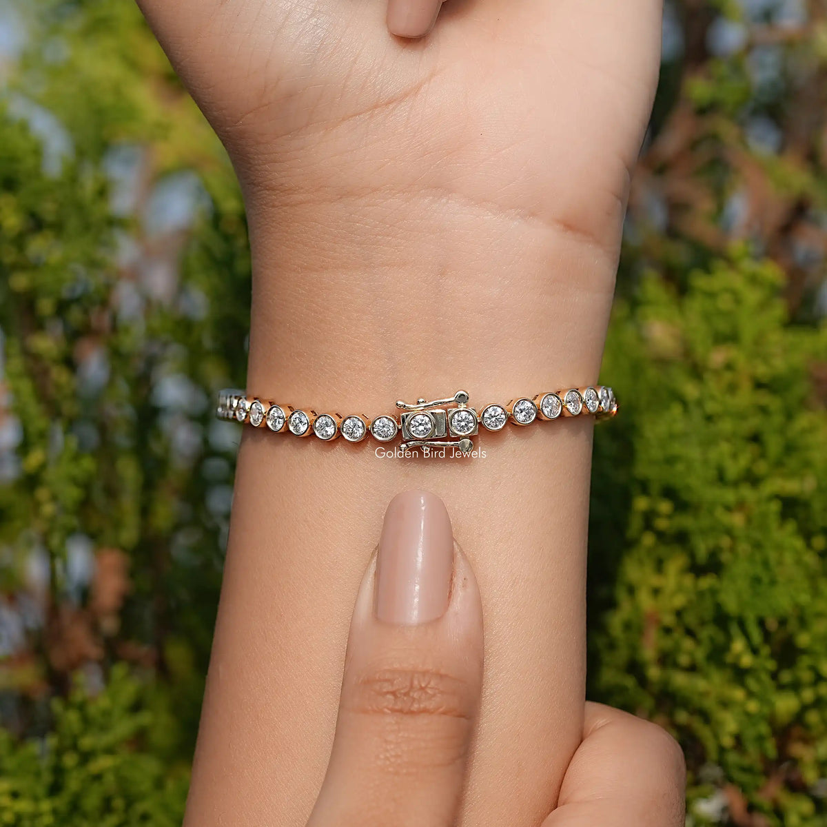 Back View Of Round  Lab Diamond Tennis Bracelet
