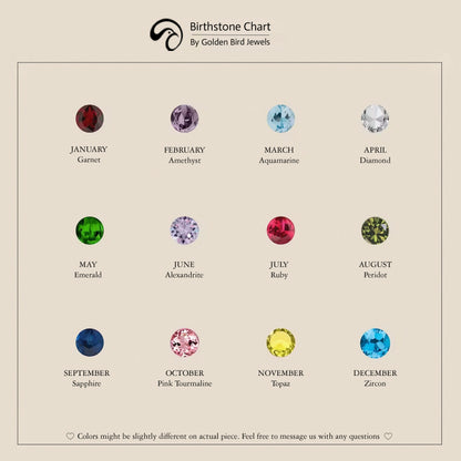 View Of A All Birthstone Chart Of January to December 