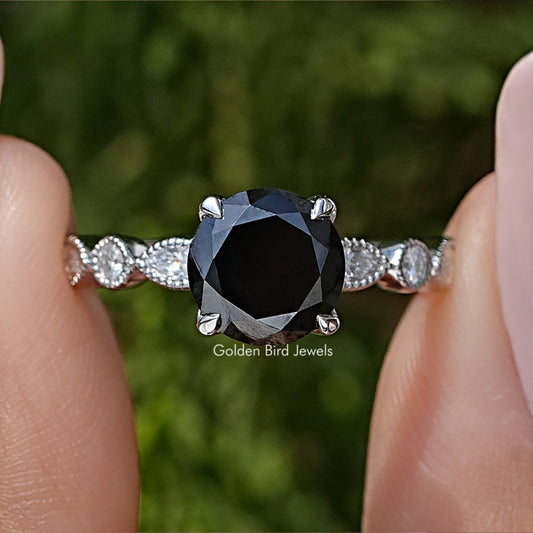 925 sterling silver round-cut moissanite engagement ring with halo and side stones