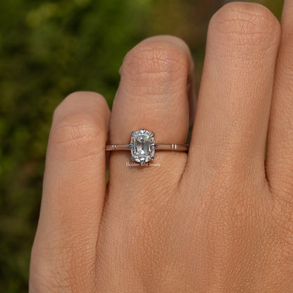 925 sterling silver cushion-cut bridal ring on finger with square center stone