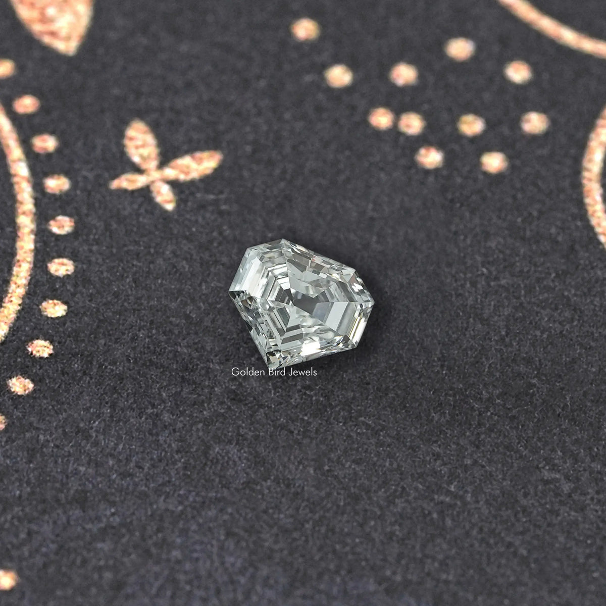 Single faceted step-cut lab-grown diamond with angled sparkle from the table