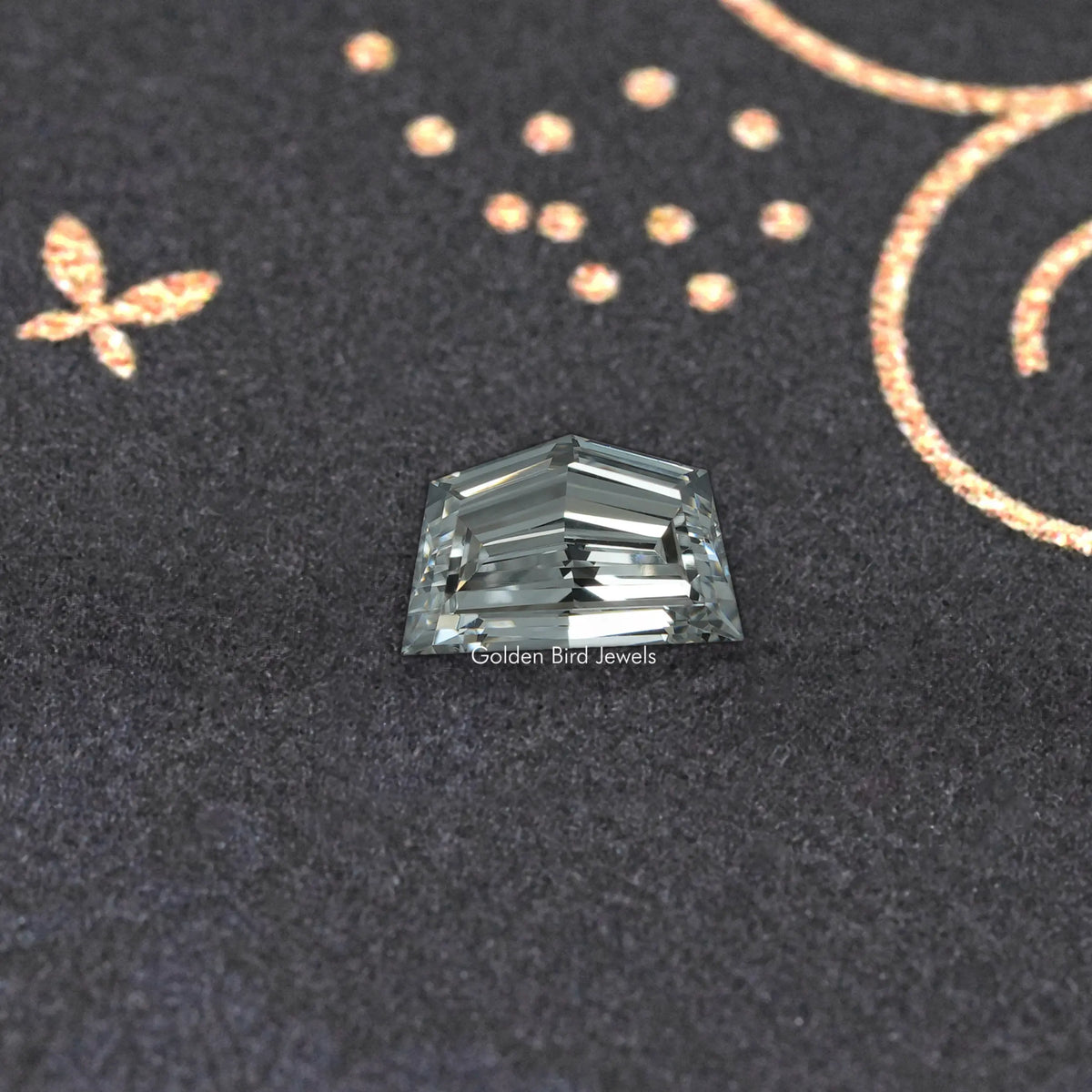 Single rectangular emerald-cut lab-grown diamond with step facets, clear