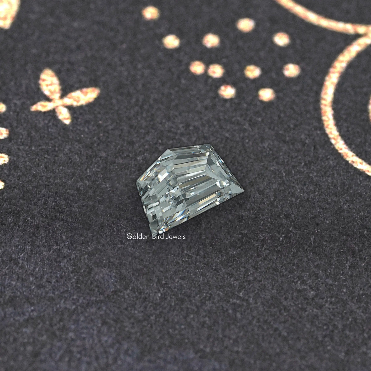 Rectangular emerald-cut lab-grown diamond with step facets, clear