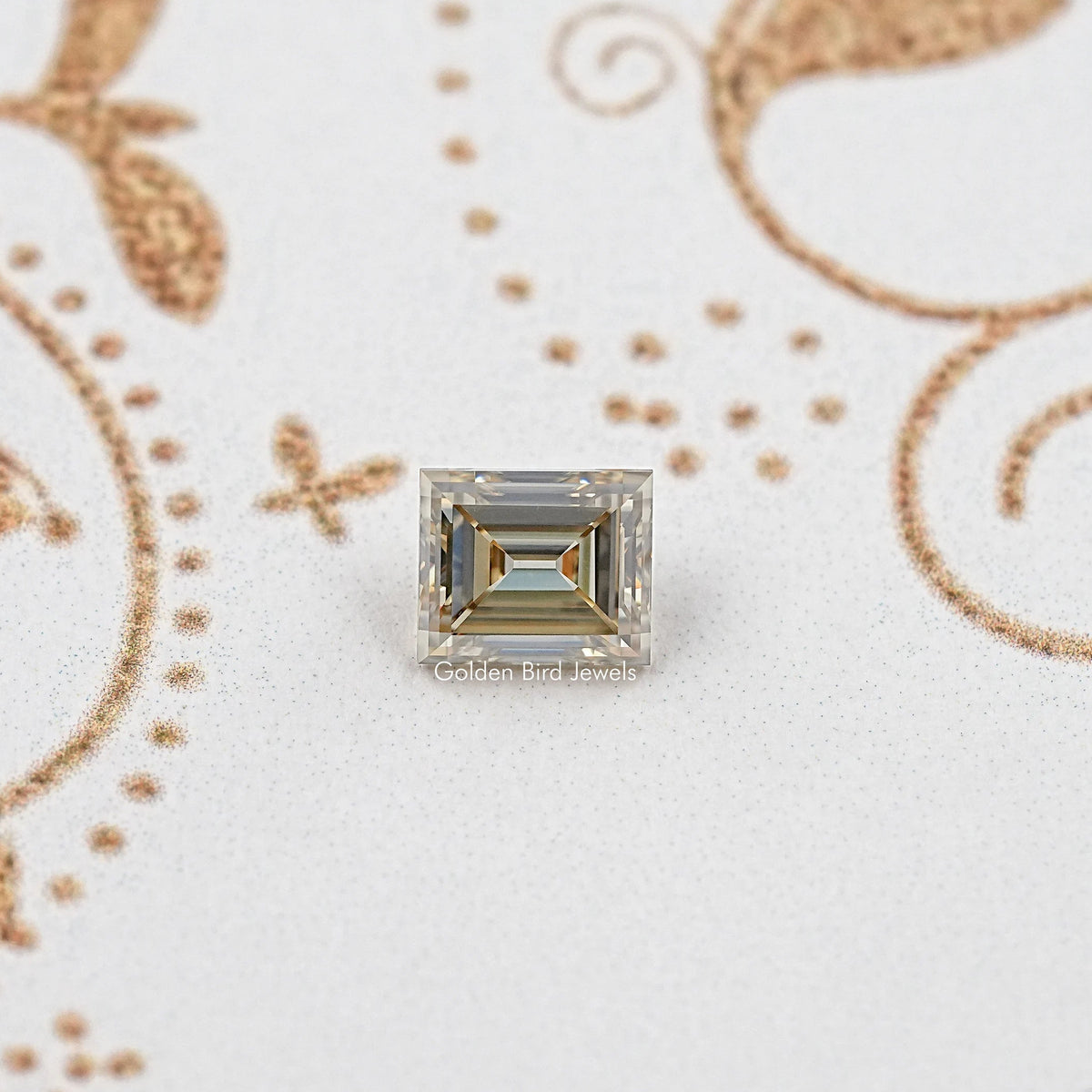 Square-cut moissanite loose stone with step facets and clear sparkle