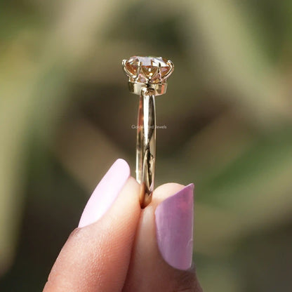 Side View of Round Cut Moissanite Solitaire Ring