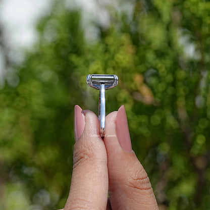 Side View Of Gray Criss Cut Moissanite Ring