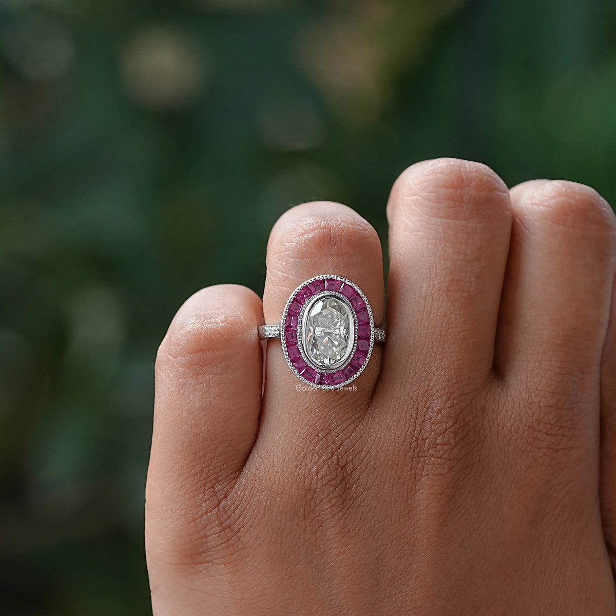 Oval Cut Moissanite Engagement Ring In White Gold