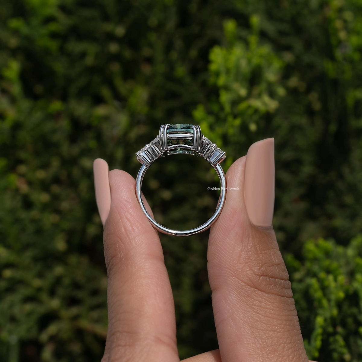925 sterling silver moissanite ring, open gallery with prong-set stone setting