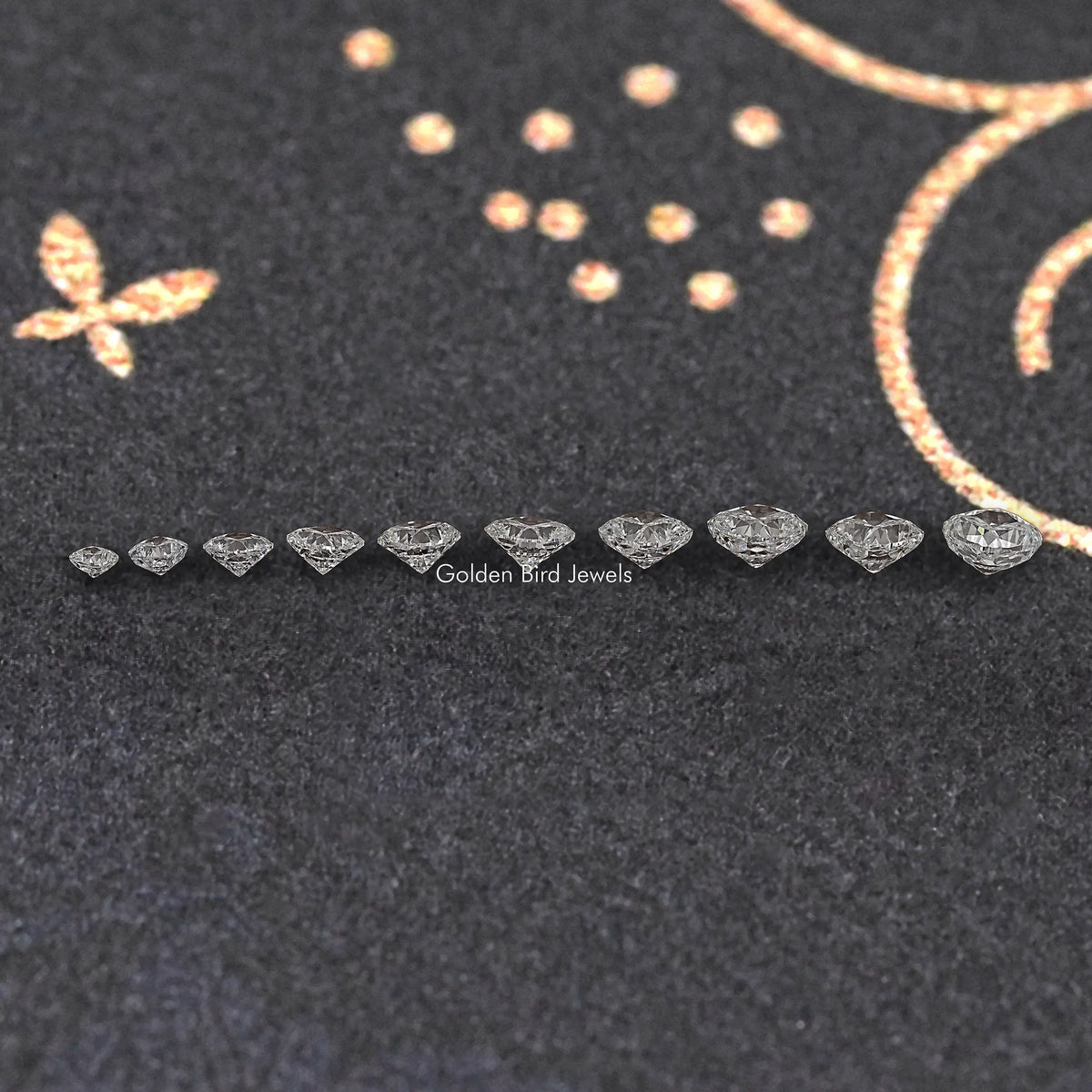 GIA certified cushion-cut lab diamonds lined up as loose stones