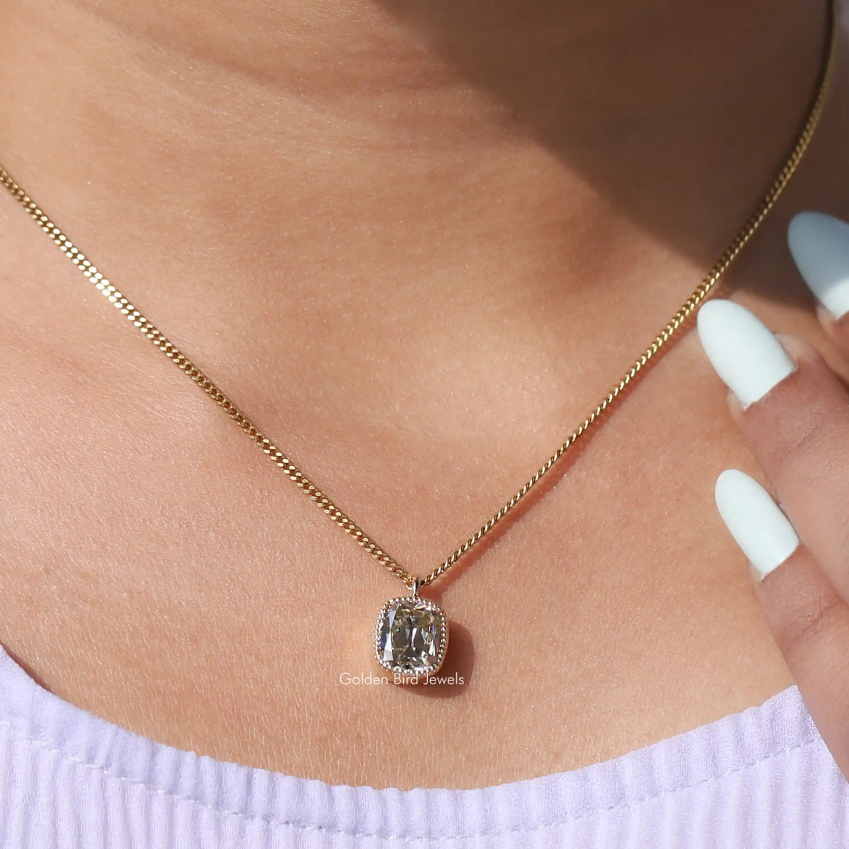 View of moissanite pendant for women