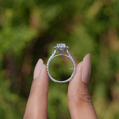 Back view of Halo Accent Engagement Ring in secure setting 