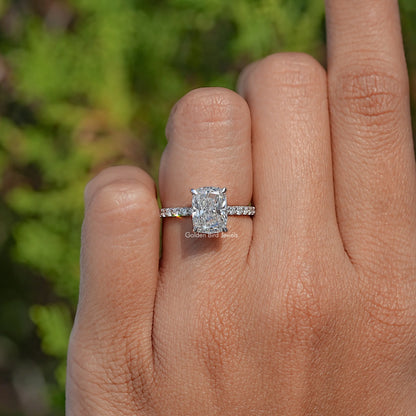 Top View Of Lab Diamond Cushion Accent Ring
