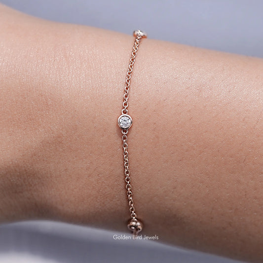 View Of Bezel Set Round Cut Lab Diamond Station Bracelet