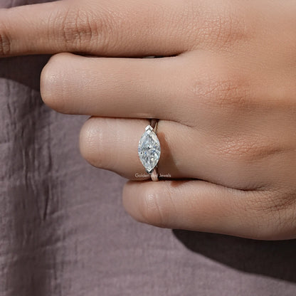 East West Marquise Cut Moissanite Engagement Ring