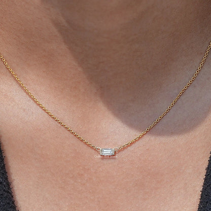 View Of East West Baguette Cut Diamond Pendant