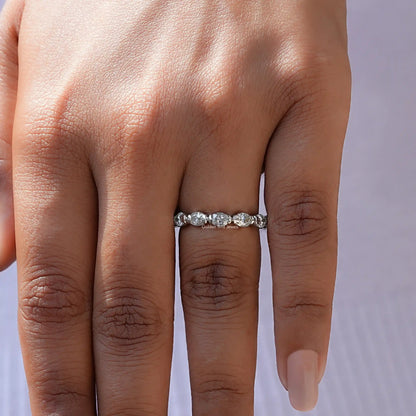 [Eternity Oval Cut Wedding Band In White Gold]-[Golden Bird Jewels]