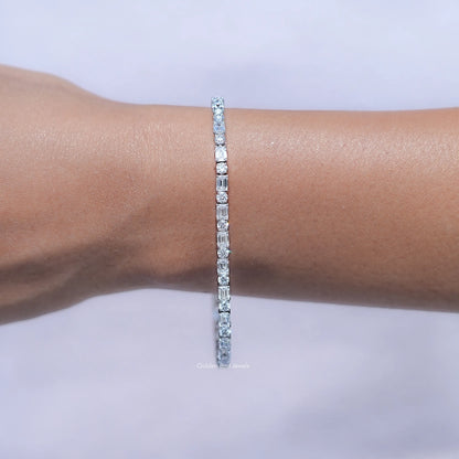 View Of Emerald Cut Lab Diamond Tennis Bracelet
