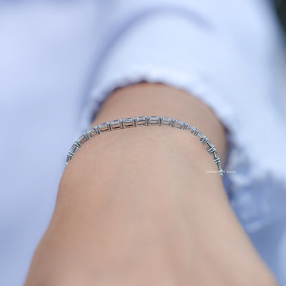Emerald Cut Lab Grown Diamond Tennis Bracelet
