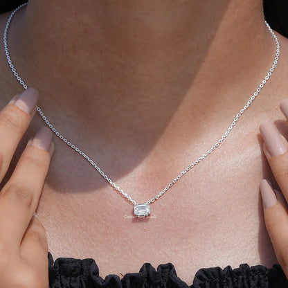 [Emerald Cut Diamond Pendant]-[Golden Bird Jewels]