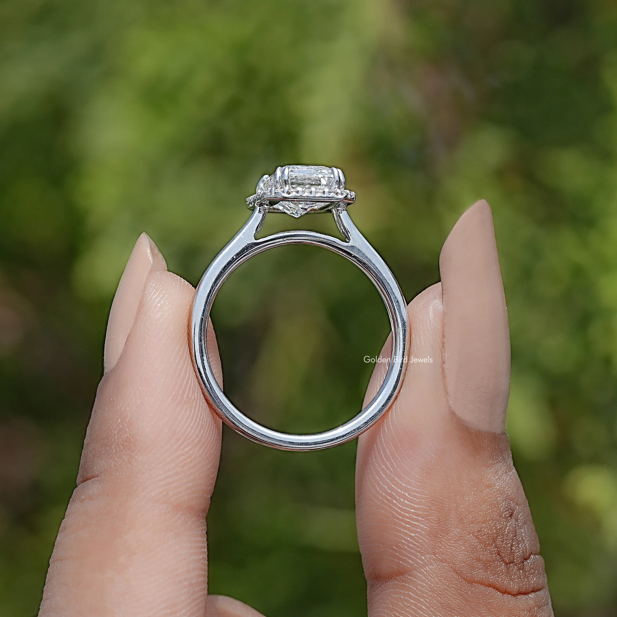 Back View Of Lab Diamond Halo Engagement Ring
