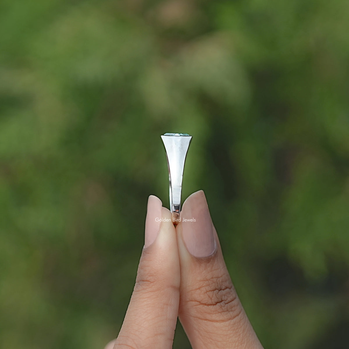 Side View of Asscher Moissanite Solitaire Engagement Ring