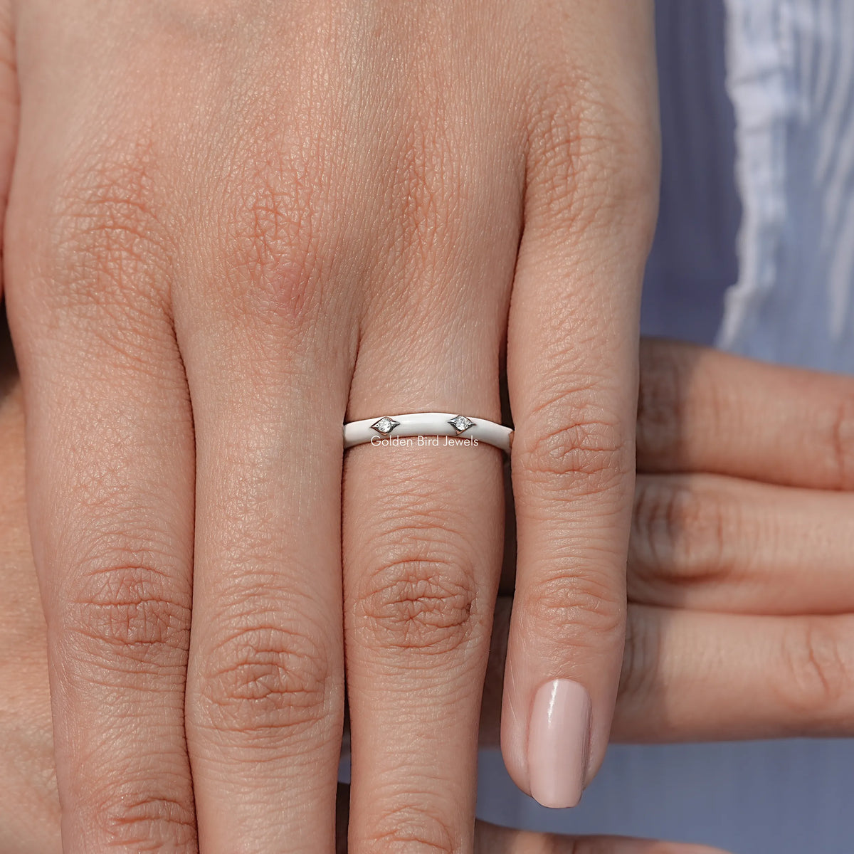 Detailed View Of Full Eternity Round Moissanite Flush Set Band
