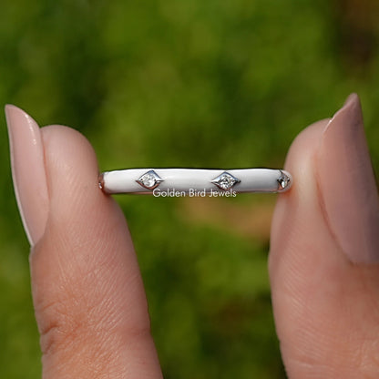 Front View of Full Eternity Round Moissanite Flush Set Band

