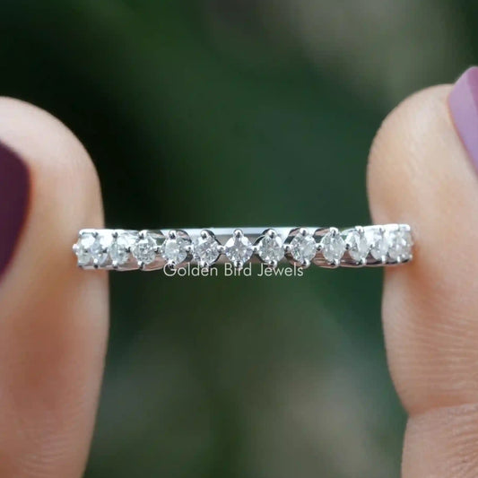 Half eternity bridal band ring with round colorless stones in a silver setting